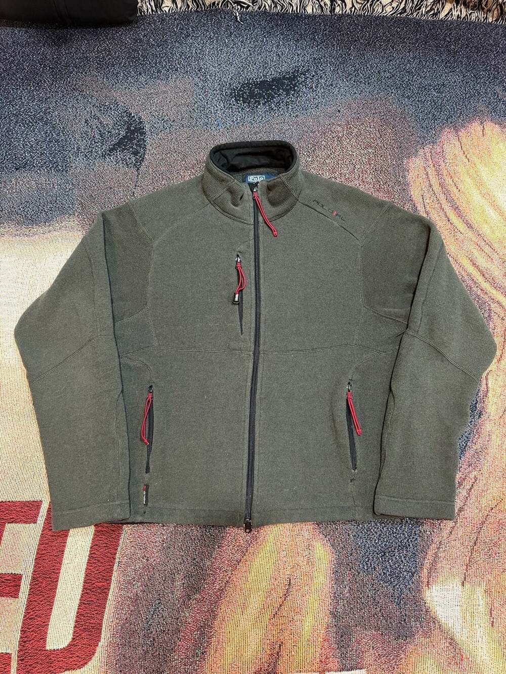 Vintage 90s Olive Green Polo Ralph Lauren Full-Zip Outdoor Fleece Jacket
